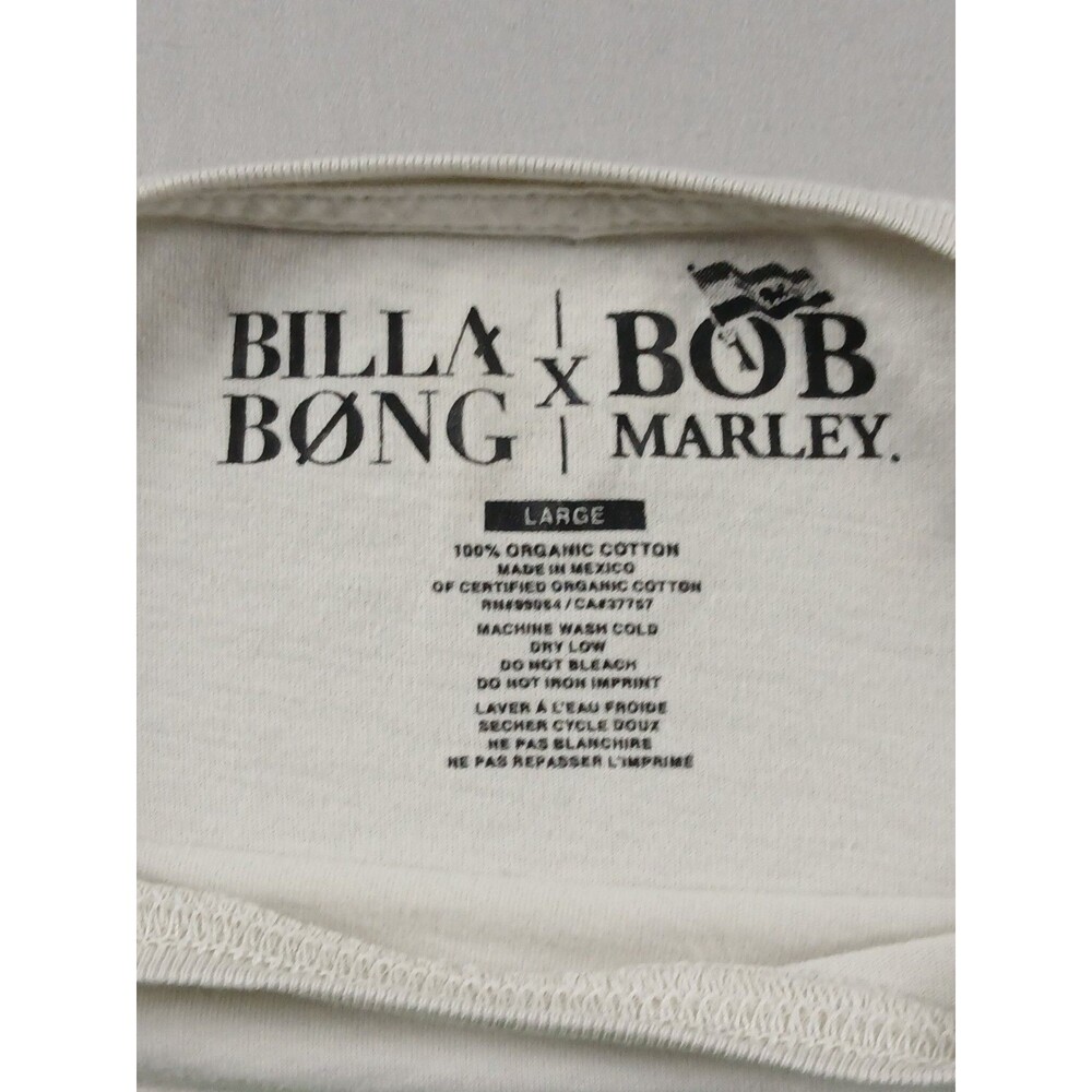 Billabong x Bob Marley Graphic T-Shirt Mens L Large Organic Cotton Rasta Colors - Picture 4 of 14